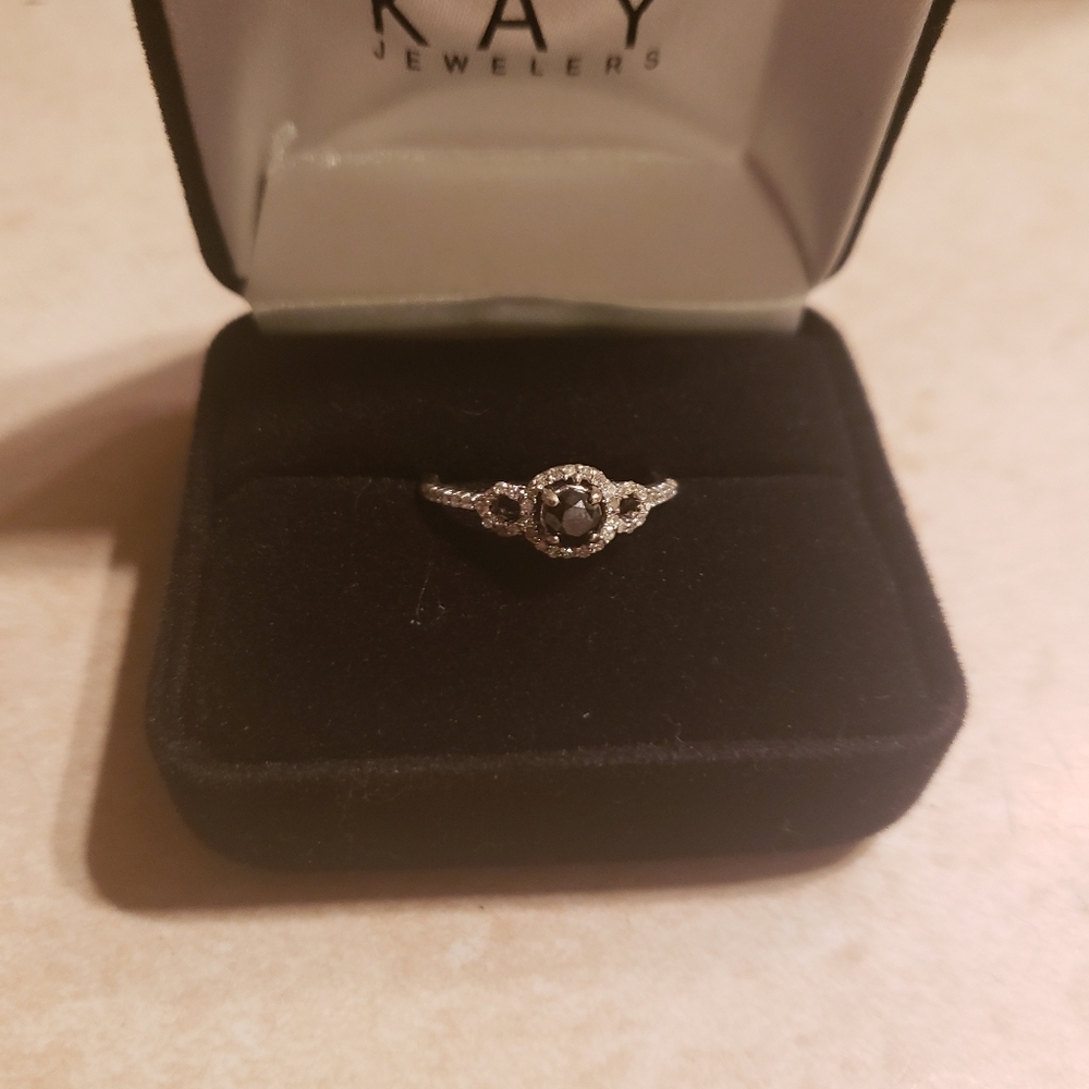 Black and white diamond ring